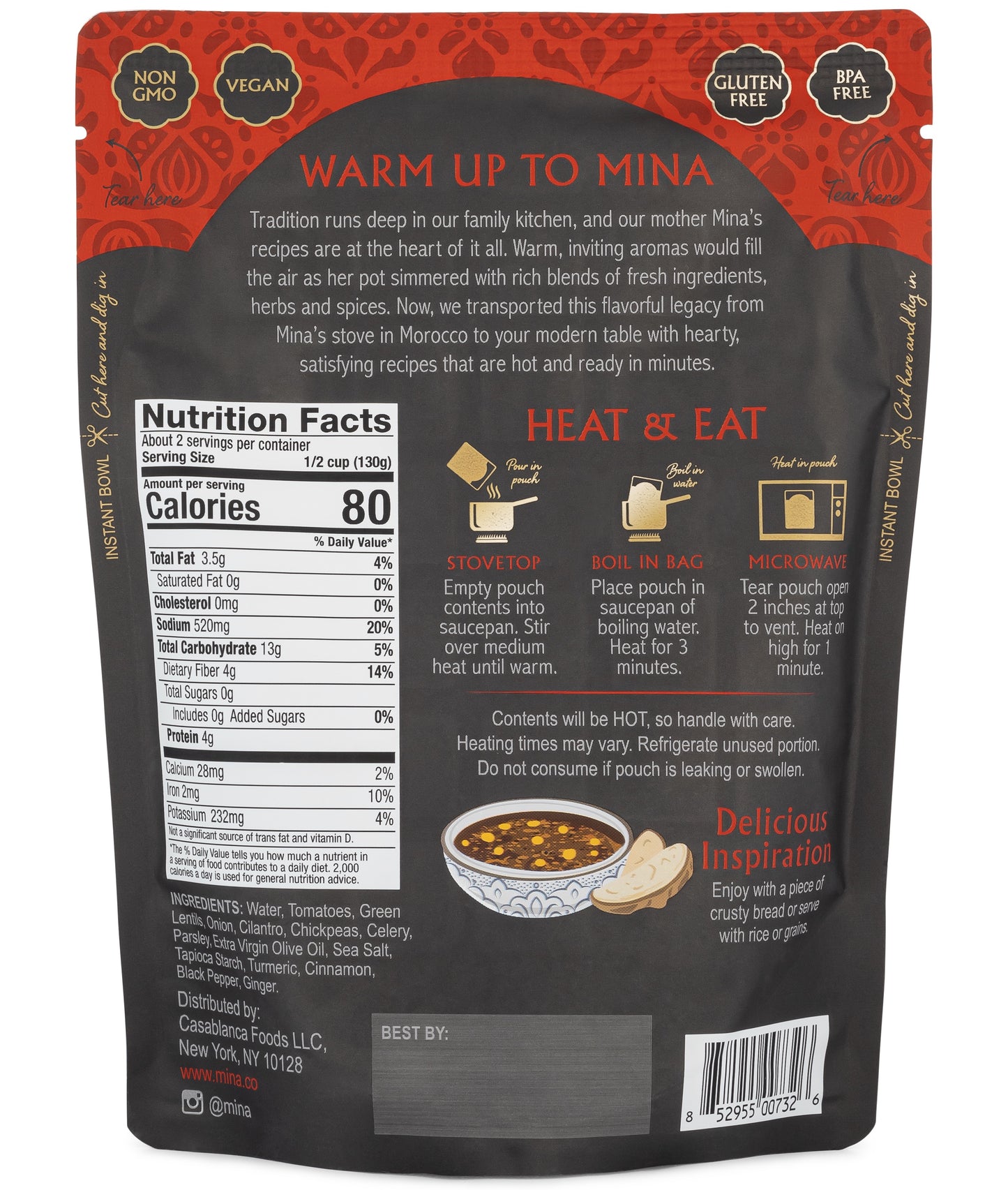 Harira, Moroccan Chickpea & Lentil Soup, 6 Pack