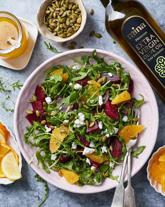 Arugula, Beet, Orange, Goat Cheese Salad