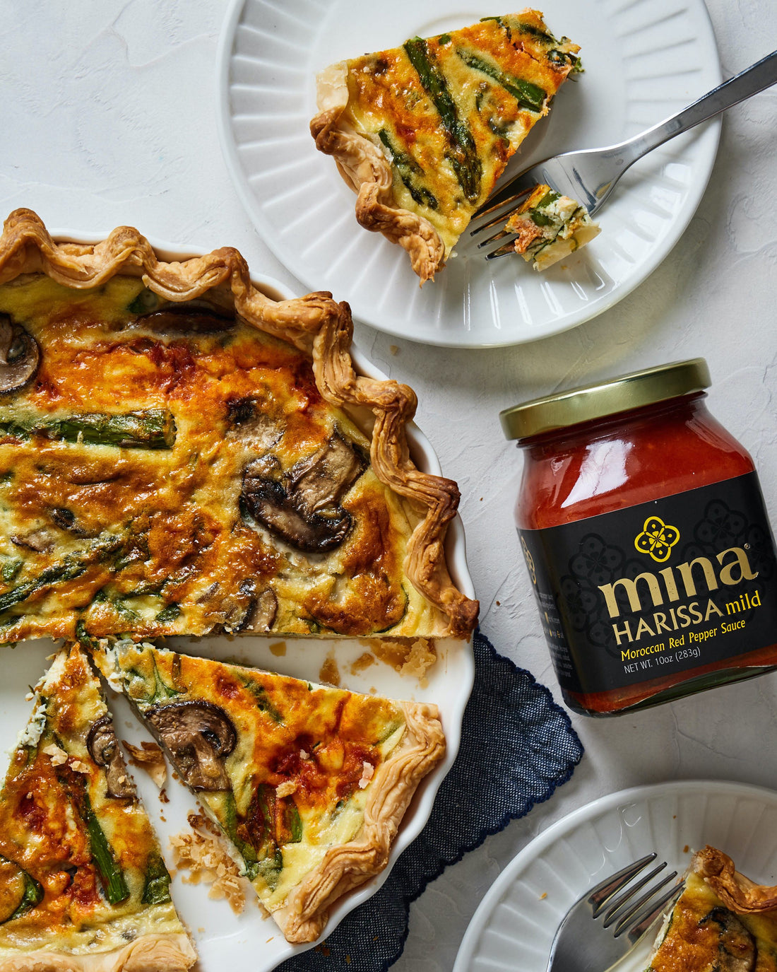 Asparagus and Mushroom Quiche with Harissa