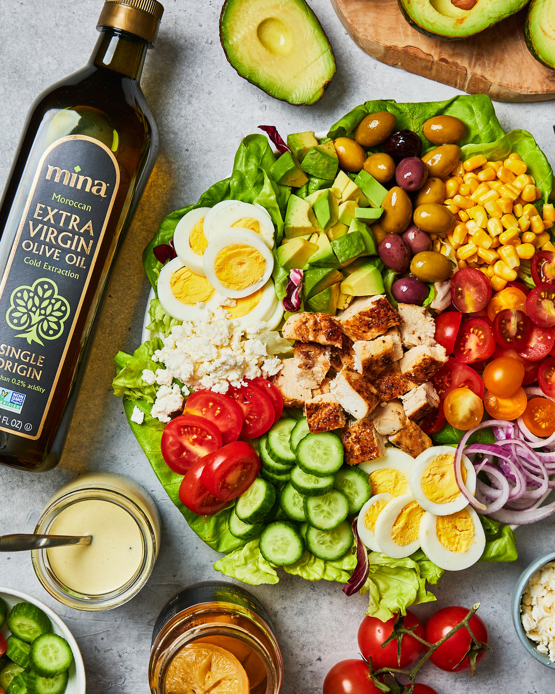Mediterranean Cobb Salad with Preserved Lemon Dressing