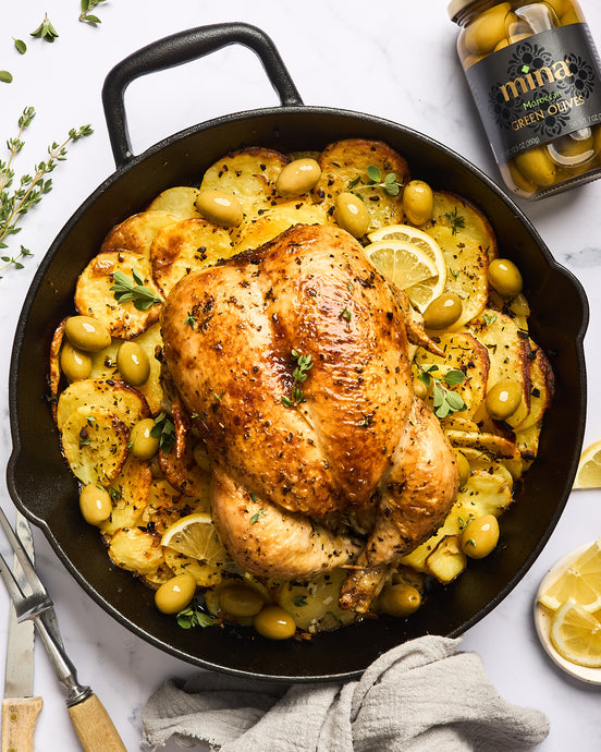 Lemon-Herb Roasted Chicken with Potatoes and Olives