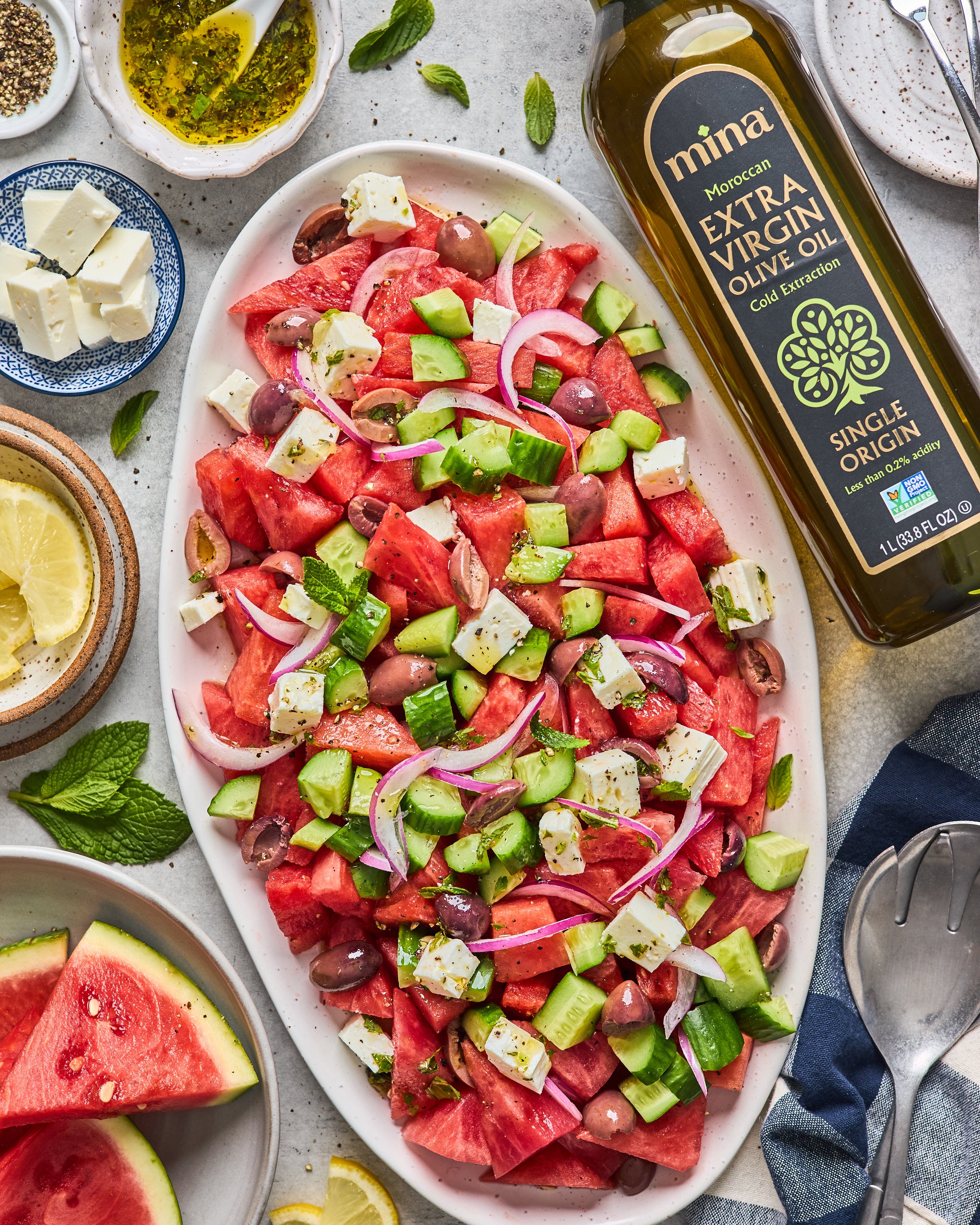 Watermelon, Cucumber and Feta Salad